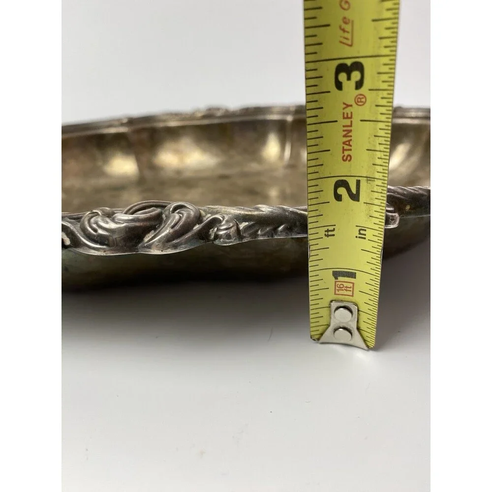 Vintage Silverplate on Copper Ornate Dish Antique Patina Props